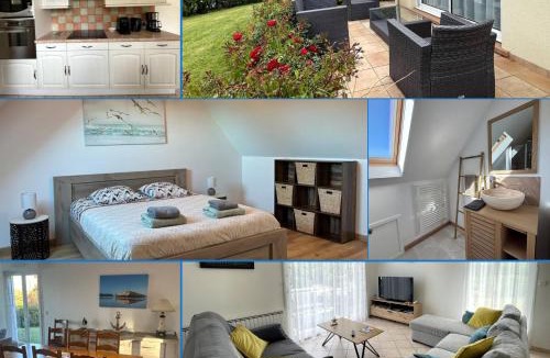 Sainte-Honorine-des-Pertes House | Saint Ho Mer Maison lumineuse vue mer 8 pers 4 chambres 2 sdb 2 WC étage rénové en 2025 belle terrasse grand jardin clos parking 8 mn à pied petite plage grand jardin près de Port en Bessin, Bayeux et plage Omaha beach